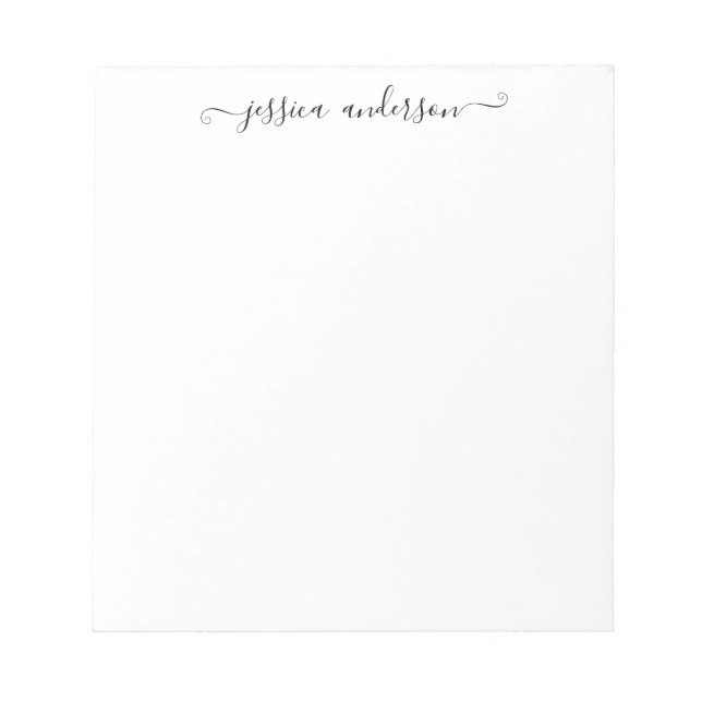 Classy Elegant Black Grey Feminine Girly Script Notepad (Front)