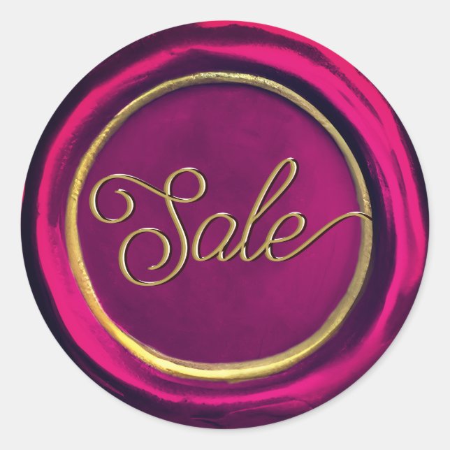 Classy Elegant Burgundy Gold Sale Wax Seal Sticker (Front)