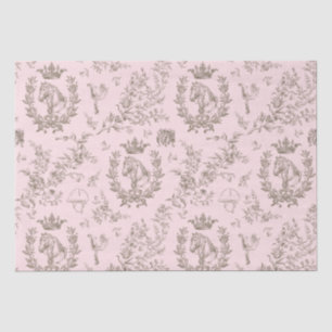 Classy Elegant Chic Beige Pink Equestrian Toile Tissue Paper