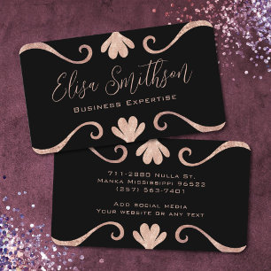 Classy Elegant Chic Luxury Feminine Pink and Black Business Card