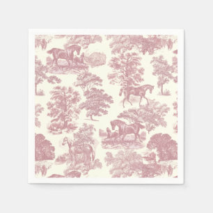 Classy Elegant Chic Pink Horses Country Toile Napkin