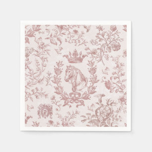 Classy Elegant Chic Plum Beige Equestrian Toile Napkin