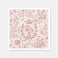 Classy Elegant Chic Rose Beige Equestrian Toile