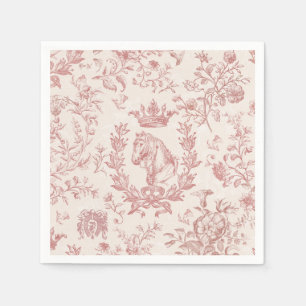 Classy Elegant Chic Rose Beige Equestrian Toile Napkin