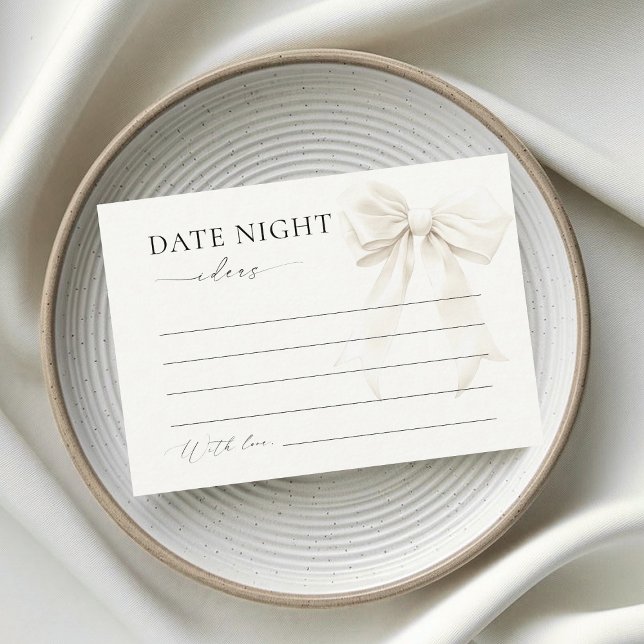 Classy Elegant Chic White Bow Date Night Ideas Enclosure Card (Creator Uploaded)