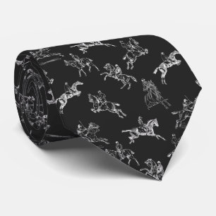 Classy Elegant Equestrian Black White Horse Riding Tie