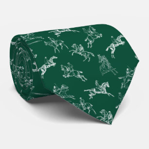 Classy Elegant Equestrian Green White Horse Riding Tie