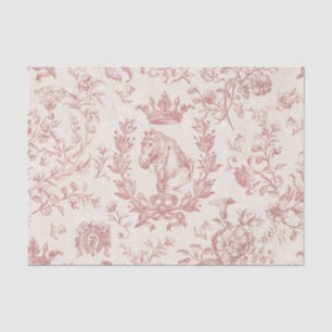 Classy Elegant French Red Equestrian Floral Toile Tissue Paper