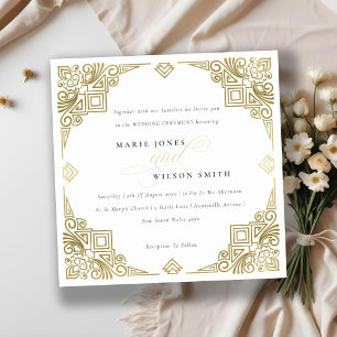 Classy Elegant Glam Gold Art Deco Ornate Wedding Invitation