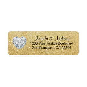 Classy Elegant Glitter GOLD Wedding Return Address