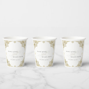 Classy Elegant Gold Art Deco Ornate Wedding Paper Cups
