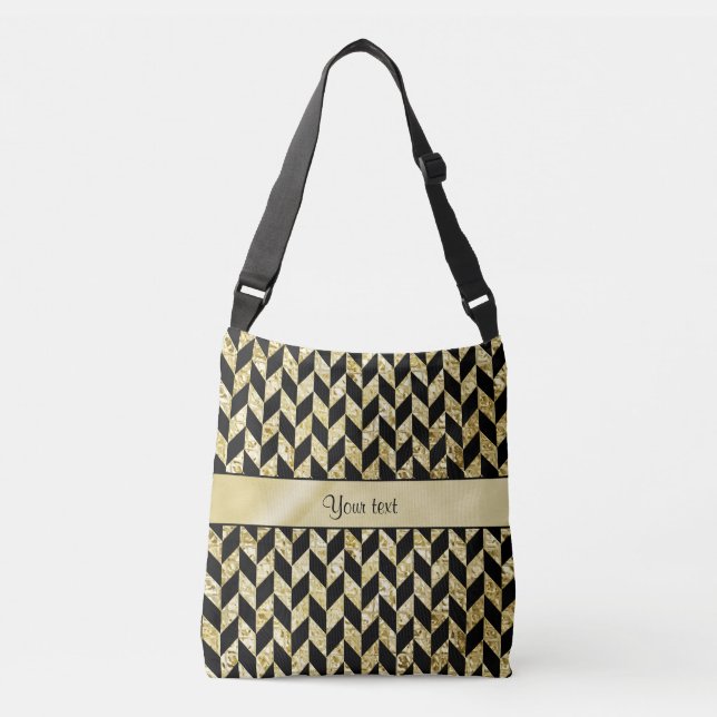 Classy Elegant Gold Chevrons Crossbody Bag (Front)