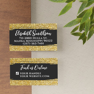 Classy & Elegant Gold Glitter Modern Luxury Custom Business Card