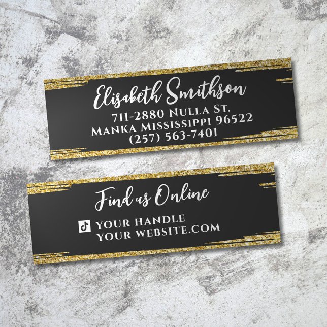 Classy & Elegant Gold Glitter Modern Luxury Custom Mini Business Card (Creator Uploaded)