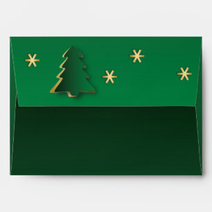 Classy Elegant Gold Green Christmas Tree Envelope