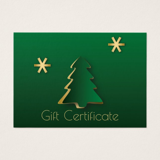 Classy Elegant Gold Green Christmas Tree Gift Card (Front)