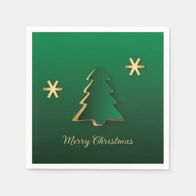 Classy Elegant Gold Green Christmas Tree Napkin (Front)