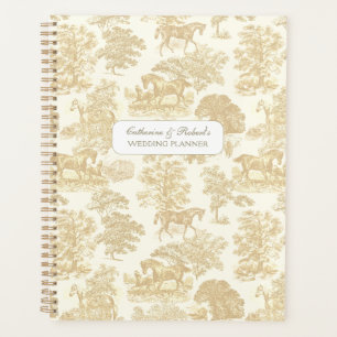 Classy Elegant Gold Horses Toile with Name Planner