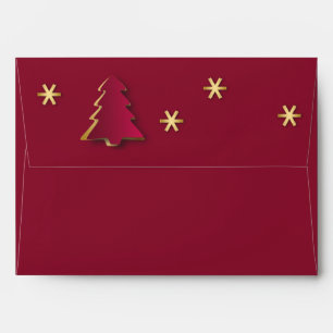 Classy Elegant Gold Red Christmas Tree Envelopes