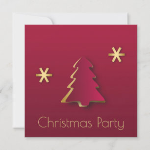 Classy Elegant Gold Red Christmas Tree Invitation
