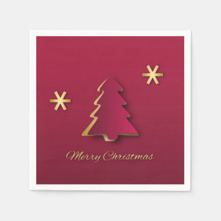 Classy Elegant Gold Red Christmas Tree Napkin