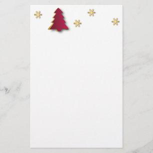 Classy Elegant Gold Red Christmas Tree Stationery