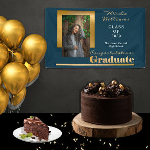 Classy Elegant Gold Text Graduate Photo  Banner