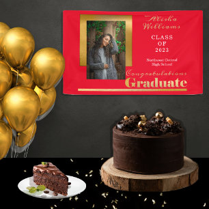 Classy Elegant Gold Text Graduate Photo Banner