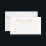 Classy Elegant Gold Wedding Advice and Wishes Card<br><div class="desc">Classy Elegant Gold Wedding Advice and Wishes Card
featuring title in gold modern script font with details in gold modern sans serif font on white background.

Please Note: The foil details are simulated in the artwork. No actual foil will be used in the making of this product.</div>