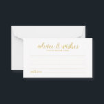 Classy Elegant Gold Wedding Advice and Wishes Card<br><div class="desc">Classy Elegant Gold Wedding Advice and Wishes Card
featuring title in gold modern script font with details in gold modern sans serif font on white background.

Please Note: The foil details are simulated in the artwork. No actual foil will be used in the making of this product.</div>
