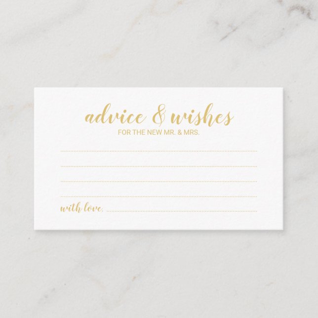 Classy Elegant Gold Wedding Advice and Wishes Card (Front)