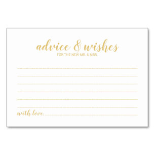 Classy Elegant Gold Wedding Advice and Wishes Table Number