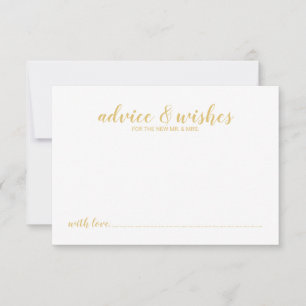 Classy Elegant Gold Wedding Advice Card