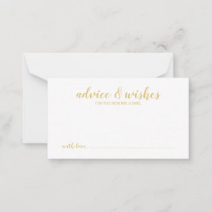 Classy Elegant Gold Wedding Advice Card