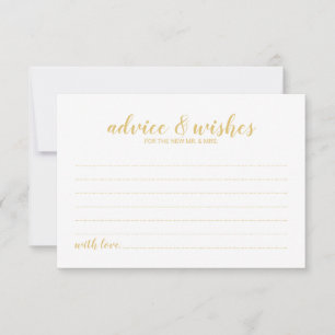 Classy Elegant Gold Wedding Advice Card