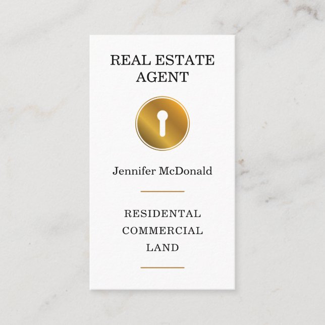 Classy elegant golden keyhole  business card (Front)