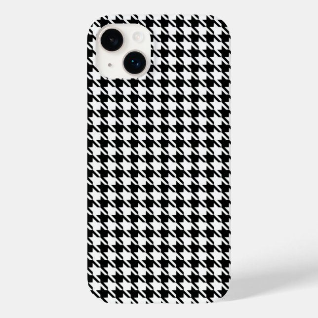 Classy Elegant Houndstooth Pattern Black And White Case-Mate iPhone Case (Back)