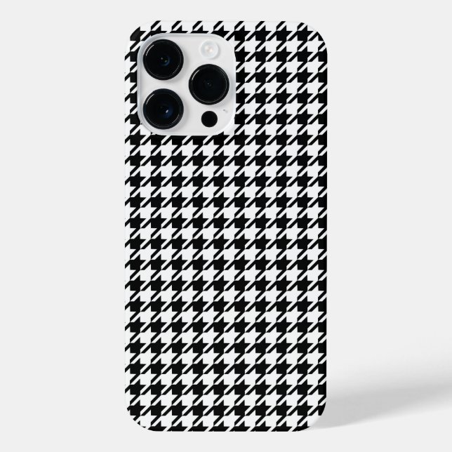 Classy Elegant Houndstooth Pattern Black And White iPhone Case (Back)
