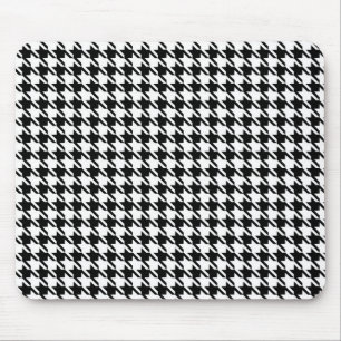 Classy Elegant Houndstooth Pattern Black And White Mouse Mat