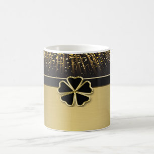 Classy Elegant Irish Shamrock ,Faux Gold Confetti Coffee Mug