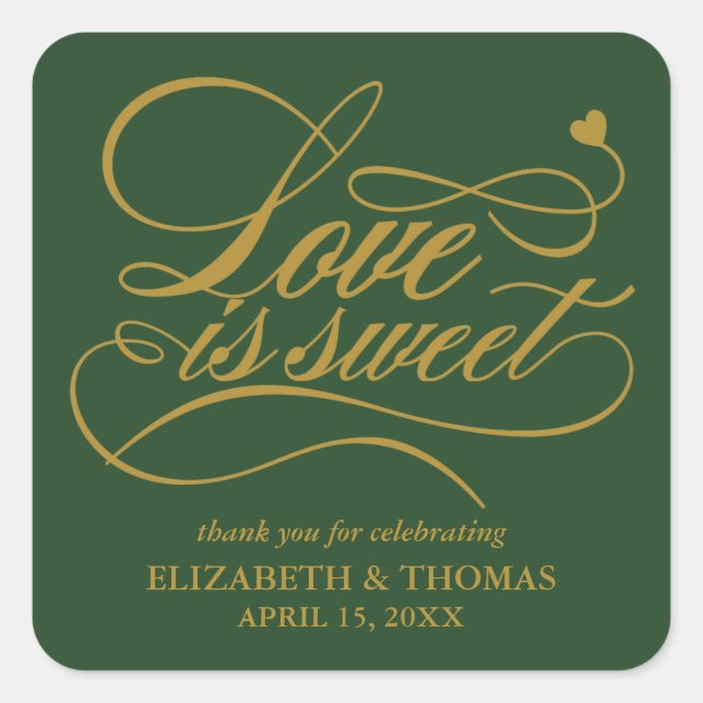CLASSY ELEGANT LOVE IS SWEET WEDDING STICKERS (Front)