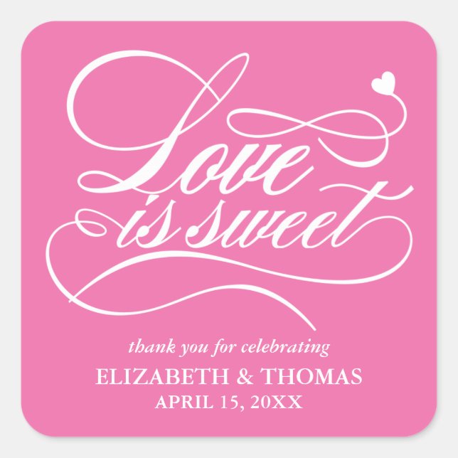 CLASSY ELEGANT LOVE IS SWEET WEDDING STICKERS (Front)