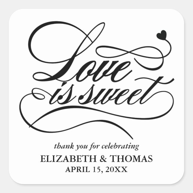 CLASSY ELEGANT LOVE IS SWEET WEDDING STICKERS (Front)