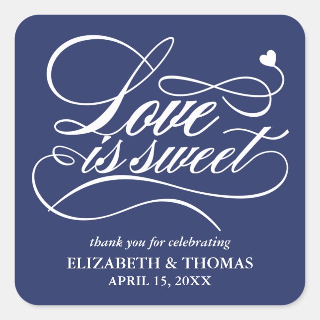 CLASSY ELEGANT LOVE IS SWEET WEDDING STICKERS (Front)