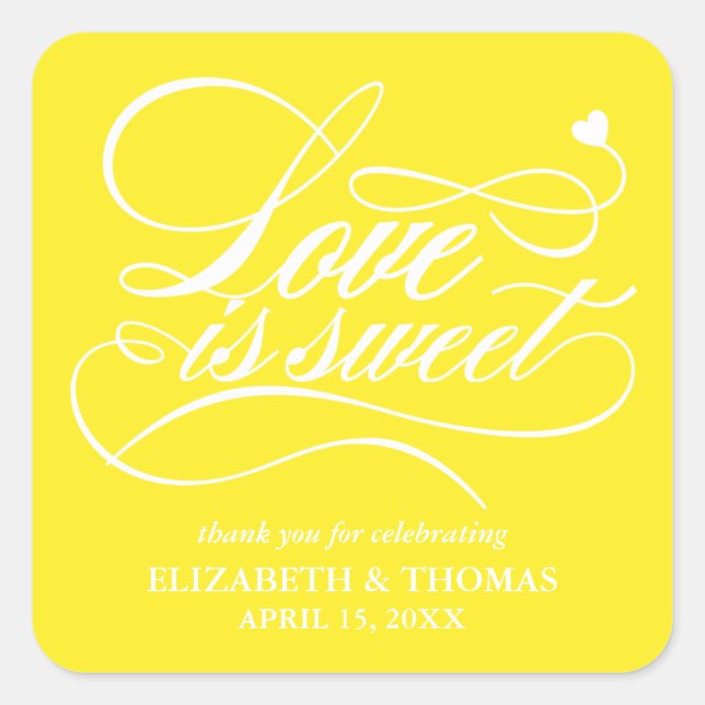 CLASSY ELEGANT LOVE IS SWEET WEDDING STICKERS (Front)