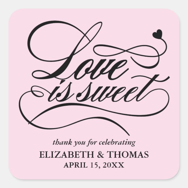 CLASSY ELEGANT LOVE IS SWEET WEDDING STICKERS (Front)