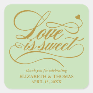CLASSY ELEGANT LOVE IS SWEET WEDDING STICKERS