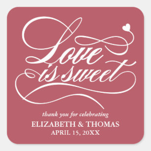 CLASSY ELEGANT LOVE IS SWEET WEDDING STICKERS