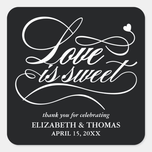 CLASSY ELEGANT LOVE IS SWEET WEDDING STICKERS (Front)