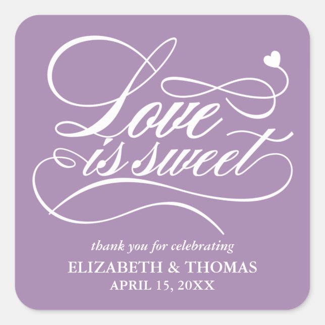 CLASSY ELEGANT LOVE IS SWEET WEDDING STICKERS (Front)
